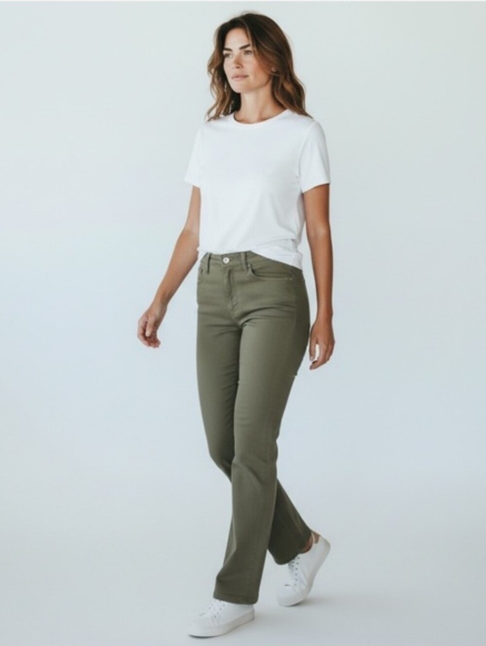 Mother Stash Mid Rise Dazzler Ankle Oil Green Size 27